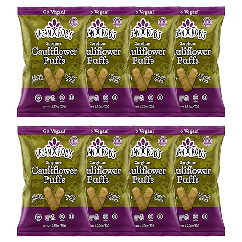 Vegan Rob's Cauliflower Puffs Clean & Sustainable with a Great Veggie Taste - Plant-Based & Gluten Free Healthy Snacks for Kids & Adults - 8 Count (1.25 Ounce)