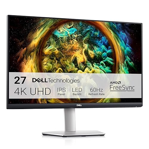 Dell S2721QS Monitor 27 Inch, 4K UHD (3840 x 2160) IPS Display, Ultra-Thin Bezel, AMD FreeSync, HDMI, DisplayPort, VESA Certified - Silver - 27 Inches - S2721QS - HDMI