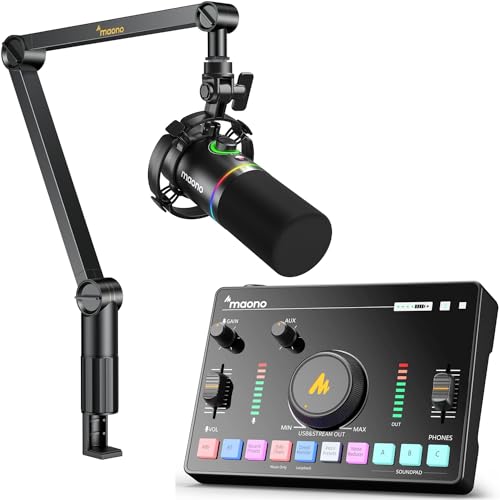 MAONO PD200X Dynamic Microphone with BA91 Boom Arm and AMC2 NEO Bundle for Podcast, Studio, Streaming, Recording, Vocal