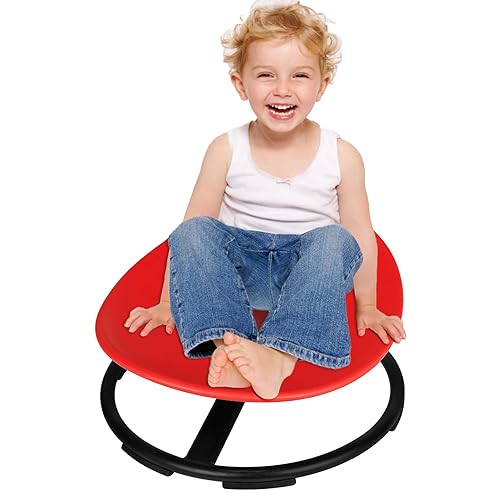 FERUERW Kids Sensory Swivel Chair, Autism Spinning Chair for Kids Sensory, Sensory Toy Chair, Training Body Coordination, No Assembly Required (Red) - Red - Round Shape