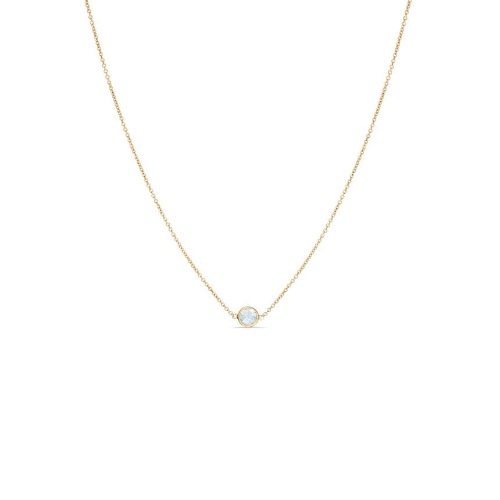 Aquamarine Solitaire Necklace - 14K Rose Gold