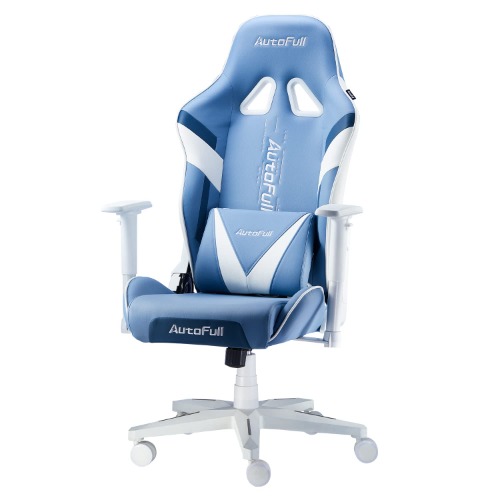 AutoFull Gaming Chair 4.3in Seat Cushion Ergonomic Gamer Chair High Back Computer Gaming Chair Wear-Resistant Super Soft PU Leather with Headrest and Lumbar Support Racing Gaming Chair, Ice Blue