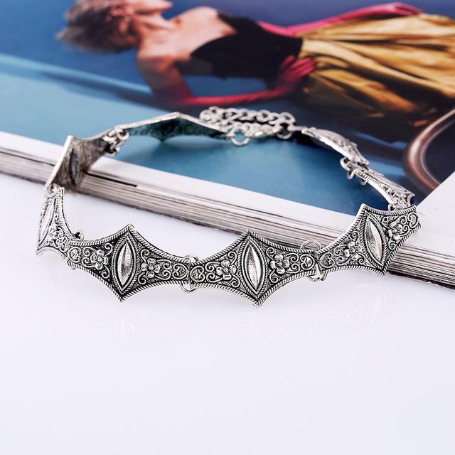 Gothic Geometric Style Choker Necklace - Ancient Silver