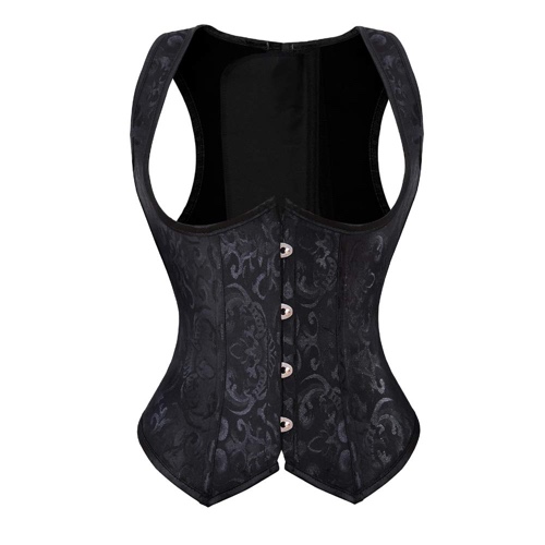 Grebrafan Embroidered Corset Waist Slimming Bustier - 4X-Large 829g Black