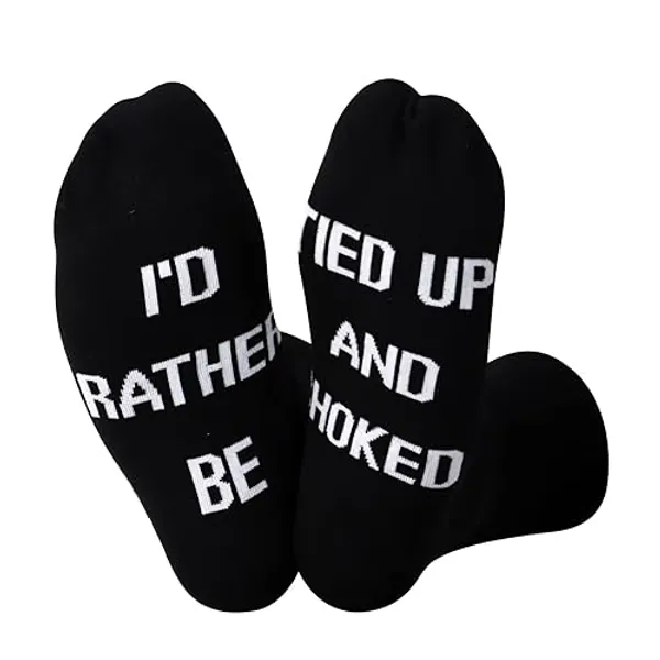 TSOTMO Tied Up Adult Sex Socks Couple Foreplay BDSM Erotic Gift Date Night Game Gift I'd Rather Be Tied Up and Choked Socks