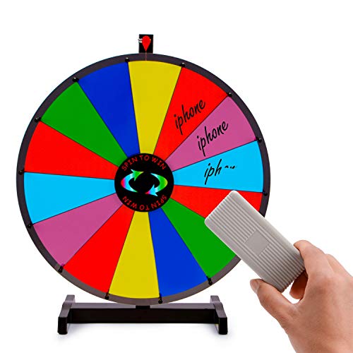 24 Inch Heavy Duty Spinning Prize Wheel - 14 Slots Color Tabletop Roulette Wheel of Fortune - Spin the Wheel with Dry Erase Marker and Eraser Win - Spinner Wheel Game for Carnival and Trade Show - 24 Inch Heavy Duty Prize Wheel