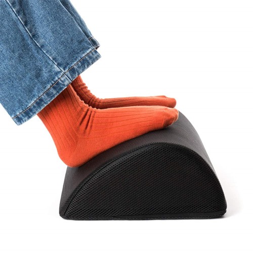 Foot Rest Under Desk, Ergonomic Footrest with Premium Memory Foam and Non-Slip Micro Beads Bottom, for Home Office Desk Airplane Travel for Relieving Knee Pain (Black) - Black