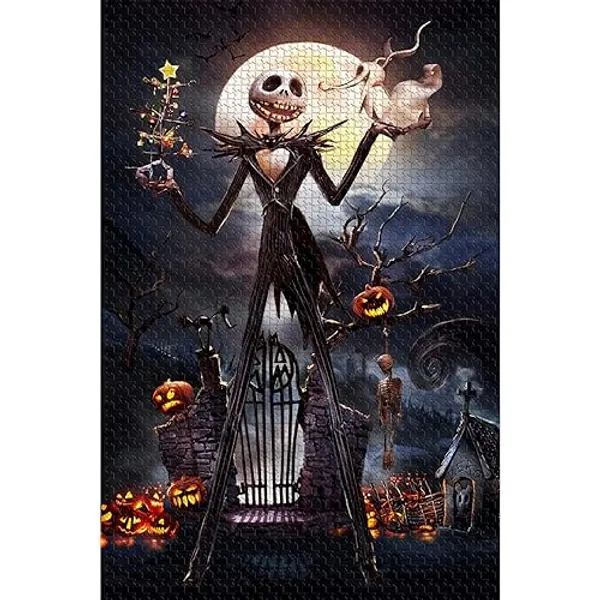 Jigsaw Puzzle 1000 Piece Wooden Puzzle Halloween Picture Family Decorations, Unique Birthday Present Suitable for Teenagers and Adults