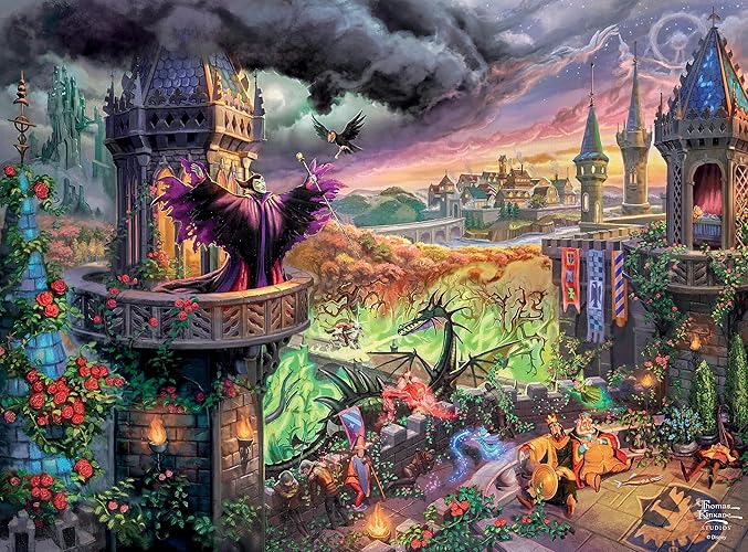 Ceaco - Silver Select - Kinkade Disney - Maleficent - 1000 Piece Jigsaw Puzzle for Adults Challenging Puzzle Perfect for Game Nights