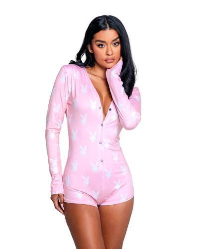 PLAYBOY SLUMBER BUNNY ROMPER | Pink / Medium/Large