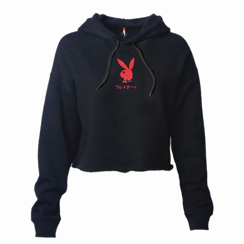Tokyo Rabbit Head Cropped Hoodie | Black / SMALL