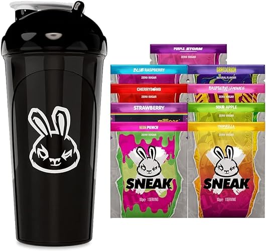 SNEAK | Starter Pack | In-Game Focus Boost Energy Drink, Zero Sugar, Low-Calorie, Vegan | 9 Servings and Black Shaker - Black Shaker
