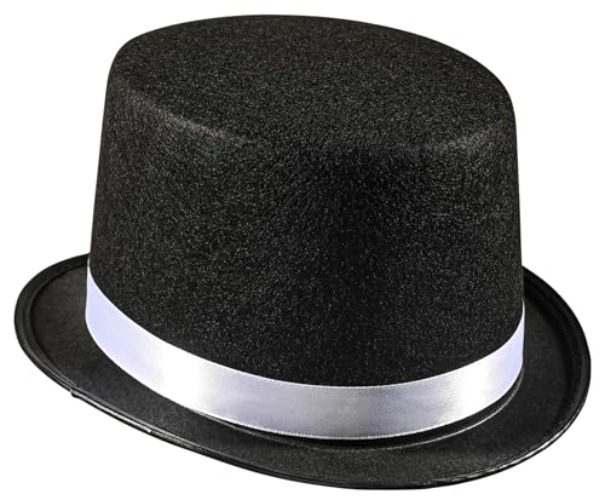 Dress Up America Top Hats for Kids and Adults - Black Magician Party Hat - Formal Tuxedo Hat - Unisex - Silver - Adult