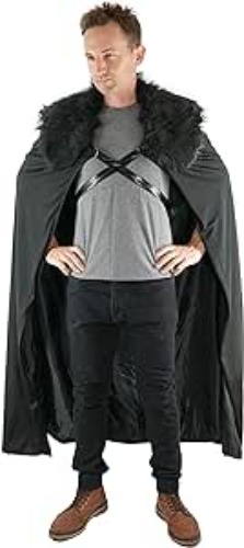Encore Costumes Northern Winter Lord Cosplay Cloak, Black, Large - Height 5'8'' and up Black Cloak, Black Fur