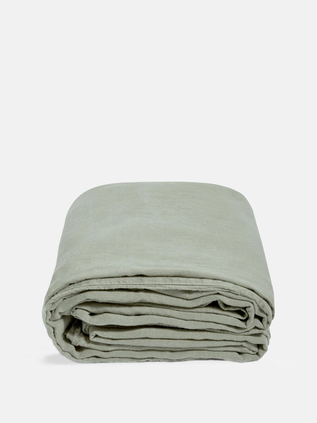 Luna Linen Duvet Cover, Sage, Emperor