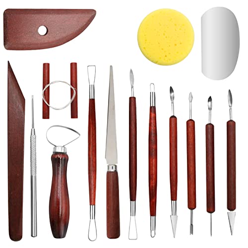 Clay Tools Kit, 16 PCS Polymer Clay Tools,Ceramics Clay Sculpting Tools Kits, Air Dry Clay Tool Set for Adults, Kids, Pottery Craft, Baking, Carving, Dotting, Molding, Modeling, Drawing,Shaping