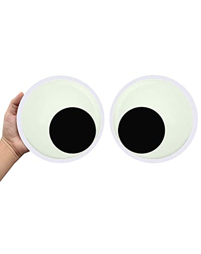 Big Wiggle Eyes Large Sticky Eyes for Party Decorations Refrigerator Door Christmas Trees Lawns Car Classroom DIY Craft Projects (18 CM Glowing Googly Eyes) - 18 CM Glowing Googly Eyes