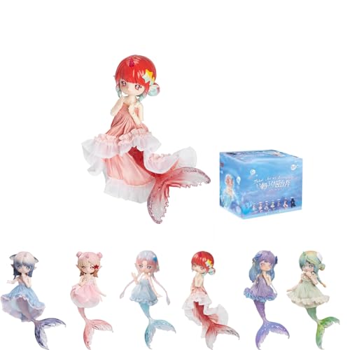 GNATAPIAY BJD Dolls Blind Box,Kawaii BJD Dolls Penny's Treasure Box Series-Mermaid 1/12 Ball Jointed Doll Collectable Action Figure Posable Dress Up Doll for Girls Gift Toys - Whole Set