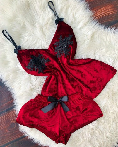 Plus Size Silk Nightgown seductive Lingerie Nightdress - XXL / Red