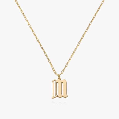 Billie Initial Link Chain Necklace - 14K Solid Gold