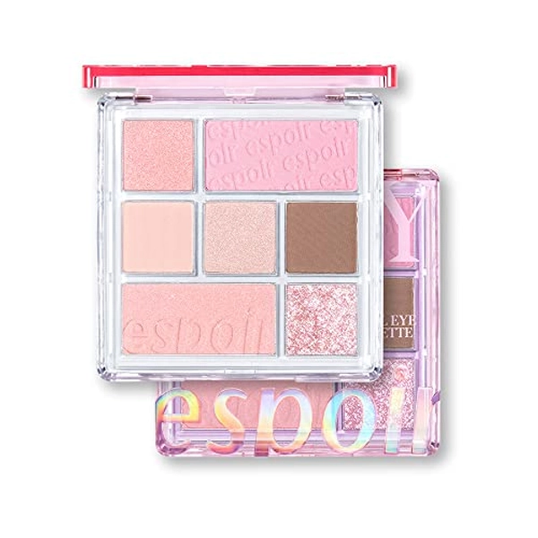 Espoir Real Eye Palette #8 Dewy | Everyday Multi-Use Long-Lasting and Blendable 7 Colors Eyeshadow Palette for Eyeshadow Base and Cheeks Makeup | Warm, Cool, Neutrals | Korean Makeup