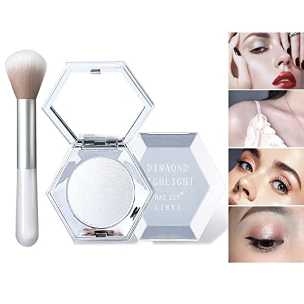 Fenty highlighter Makeup Palette Glitter for Face Body Cheek, Diamond Shimmer Highlighter, Smooth Glitter Sparkles with Highlight Brush, Nose Eye Contour Palettes Glow Illuminator makeup highlighter