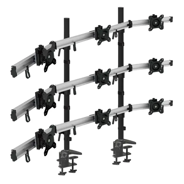 HFTEK 9-Fach-Monitorarm Tischhalterung Stand Halterung Halter für 9 Bildschirme von 15-27 Zoll auf 3 Ebenen - VESA 75/100 (MP290C-N)