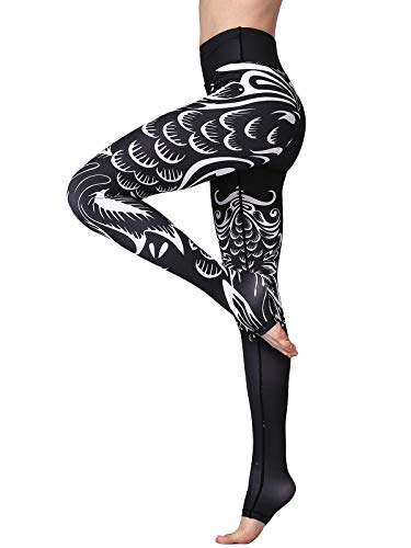 FLYILY Women's Long Yoga Pants Sports Leggings Running Tights High Waist Stretch Fitness Trousers - S Bluesea