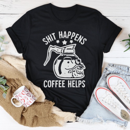 Coffee Helps Tee - Black Heather / 3XL