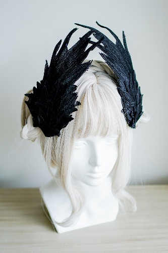 Gothic Angel Wings Hairpin, Fairy Wings Masquerade Party Cosplay Carnival Hair Clip, Harajuku Embroidery Feather Demon Wings Headdress