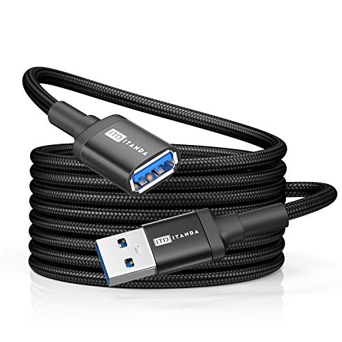 ITD ITANDA USB 3.0 USB Extension Cable Male to Female 6FT Black Cable for Keyboard, Mouse, Playstation, Xbox, Flash Drive, Printer, Camera and More 5Gbps Data Transfer - 6-FT - Black