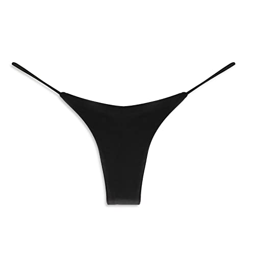 tighsjun Women's Thong Sexy Panties Low-waisted bikini thong Women's thong - Small-Medium - Black