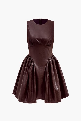 Faux Leather Sleeveless Mini Dress | BURGUNDY / XS