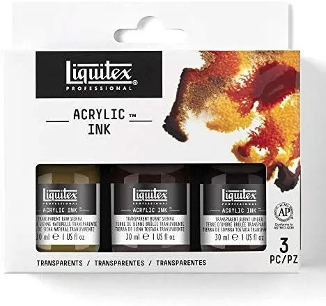 Liquitex Professional Acrylic Ink, 1-oz (30ml), Transparent Set, Set of 3 - Transparent - Set of 3
