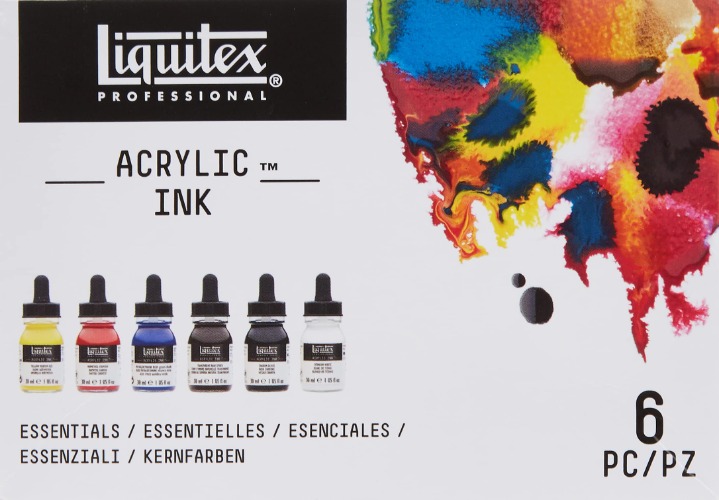 Liquitex Professional Acrylic Ink, 1-oz (30ml), Essential Color Set, Set of 6 - Essential - Set of 6