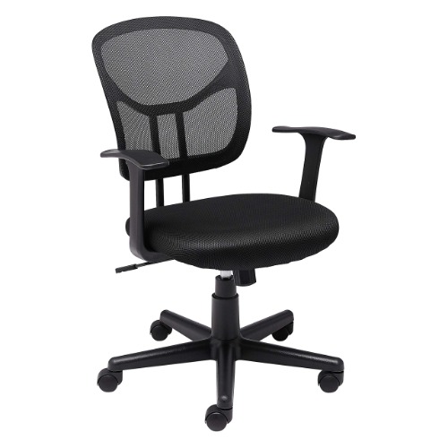 Amazon Basics Mesh, Mid-Back, Adjustable, Swivel Office Desk Chair with Armrests, Black - 