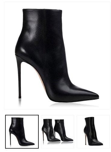 Skinny Black Leather Stiletto Ankle Boots