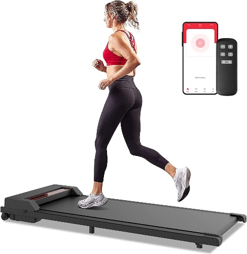 ADVWIN Walking Pad, Electric Treadmill Walking Pads Home Office Gym Exercise Fitness, Bluetooth Speaker, APP Control and Remote Control, 120KG Capacity - Upgraded-Black
