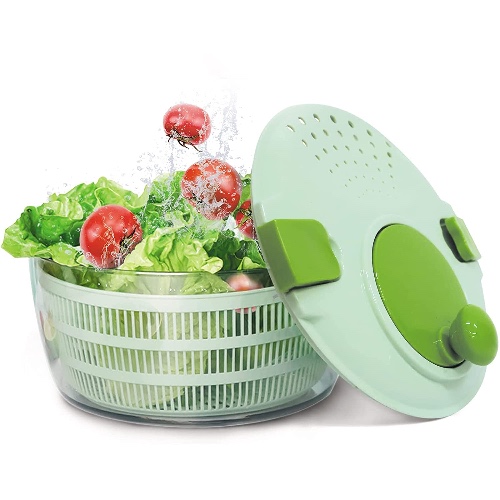 Avitong Salad Spinner,Easy to Clean Lettuce Spinner with Bowl, Vegetable Washer Dryer Dishwasher Safe Ideal for Vegetables and Fruits, BPA Free,4L - Green