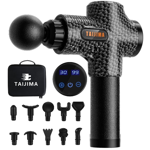 Massage Gun, Deep Tissue Percussion Muscle Massage Gun, Handheld Body Back Muscle Massager with 10 Massage Heads, 30 Speeds. (Carbon)