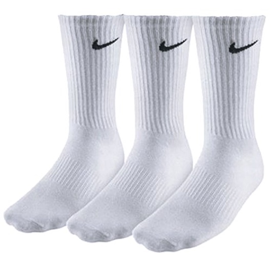 Mens NIKE 3 pair pack white cotton cushioned crew sport socks