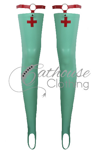 Clinic Goddess stockings | X-large / Jade green & red