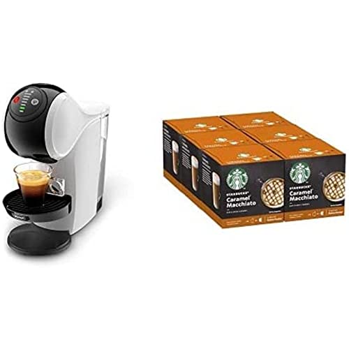De'Longhi Nescafé Dolce Gusto Genio S White + 72 Starbucks Caramel Macchiato Coffee Pods - Genio S with Caramel Macchiato Pods