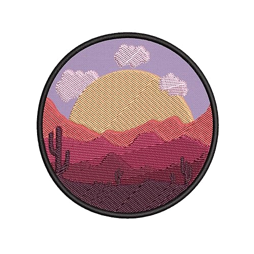 Desert Day Scene Embroidered Premium Patch DIY Iron-on or Sew-on Decorative Badge Emblem Vacation Souvenir Travel Gear Clothes Appliques