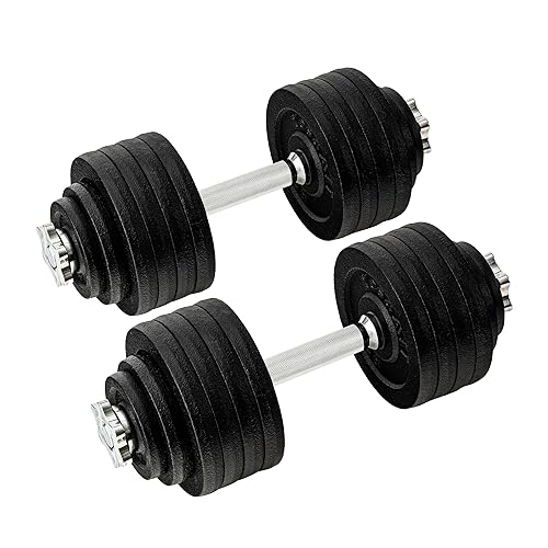 Yes4All Old School Adjustable Dumbbell Set with Weight Plates, Star Lock Collars/Connector, 40lbs to 200lbs Adjustable Weight Plates Set - I1. 105LB or 52.5LBS Dumbbell Pair - Black - Dumbbell Adjustable