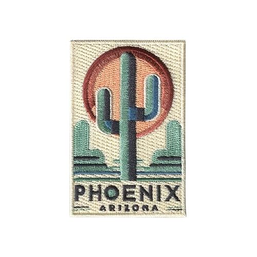 Vagabond Heart Phoenix Patch - Phoenix Arizona Iron On Travel Badge - Saguaro Cactus Souvenir