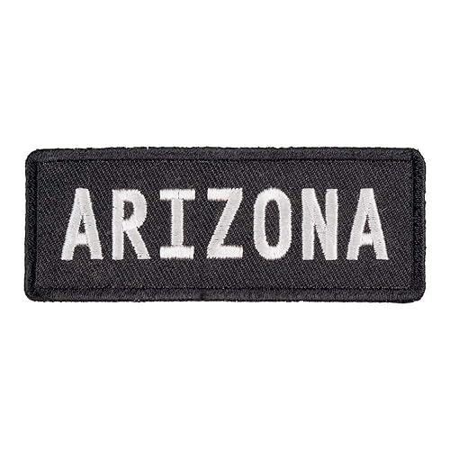 PatchStop Arizona State Iron On Patches for Clothing Backpacks Jeans | Black and White Motorcycle Patch Sew On Custom Jackets Hats Tactical Bags | 3.25x1.25in Small Trendy DIY Embroidered Applique