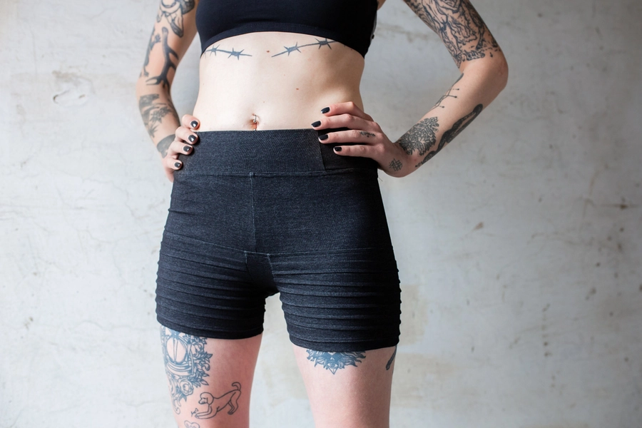 SHORTS with Seams - Short Pants, Hot Pants, Yoga Shorts - dark gray