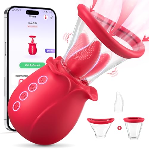 Sucking Vibrator Sex Toys for Women, 3 Sucking 7 Tongue Licking APP Remote Control Vibrator with 2 Suction Cups, Adult Sex Toy for Nipple Clitoral Stimulator, Female Sex Toys4couples Men & Women - Red