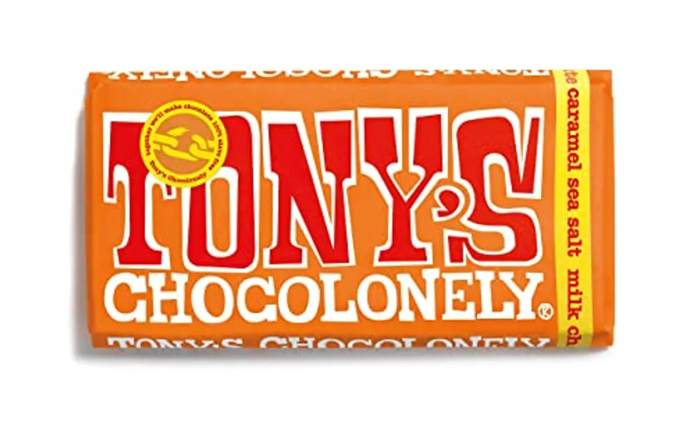 Tony's Chocolonely Milk Caramel and Sea Salt Chocolate Bar - 1 x 180 Gram - Milkchocolate Bar - 32% Cocao - Gift - Vegetarian - Belgian Fairtrade Chocolate